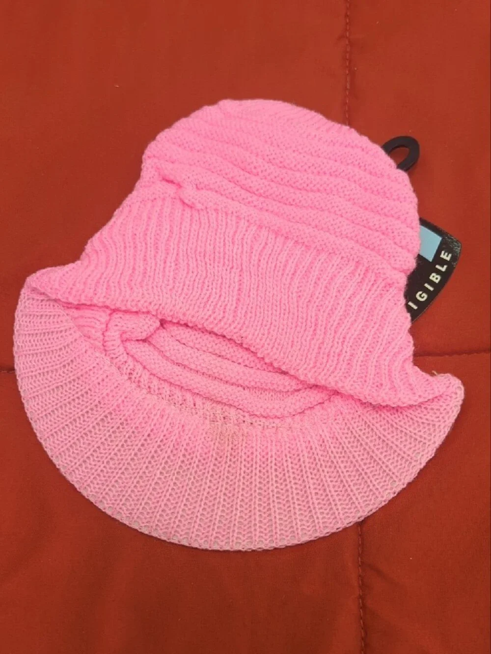 Kids Pink Knit Bucket Hat